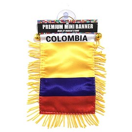 Colombian Small Car Flag Interior Rearview Mirror or Home Sticks to Windows Glass Quick and Easy Quality Small Hanging Mini Banner Flags car Accessories (Colombia Flag)