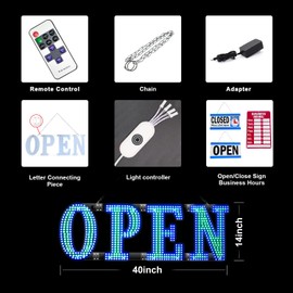 LED Open Sign 40"x 14", Large Flashing Open Sign for Business, Unique Design Super Bright Open Sign with Hanging Installation for Bar Salon Coffee Stores Club Hotel (Flash Blue & Green)