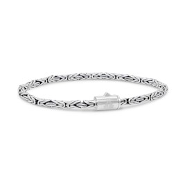 DEVATA Bali Sterling Silver 925 with Byzantine 3mm Round Chain Bracelet BYK5230A (SIZE L/8.0")