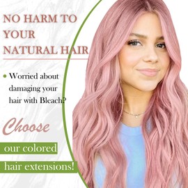 RUNATURE Tape in Hair Extensions Pink Human Hair Tape in Extensions 22 Inch Tape in Hair Extensions Human Hair Pink Hair Extensions Invisible Tape in Hair Extensions Light Pink Full Ends 10pcs 25g