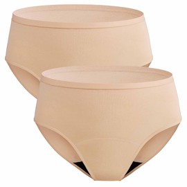 REELINDRY Leak Proof Underwear for Women Incontinence Underwear for Women Washable 2 Pack (Beige, M)