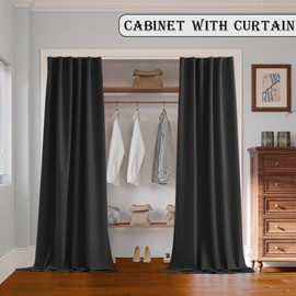 RoomDarkning Room Divider Curtains with Ceiling Track, 95% Blackout Heavy Curtains Noise Reduction Privacy Curtain System Kits, 15 ft Wide x 8 ft Tall, Black, 1 Panel