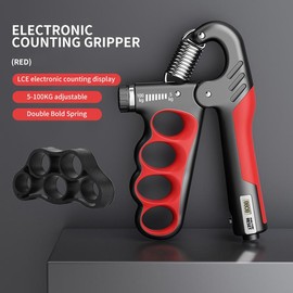 HXD-ERGO Adjustable Hand Grip Exerciser for Weight Training; 11-132 LBS  Resistance Levels Handgripper Grip Strength - Color: Red