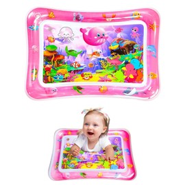 Zenovate Water Mat Baby BPA Free, Water Play Mat Baby Toy from 3 6 9 Months, Stomach Position Toy Baby Aqua Mat, Tummy Time Toys Gifts for Babies 0-6 Months, Pink