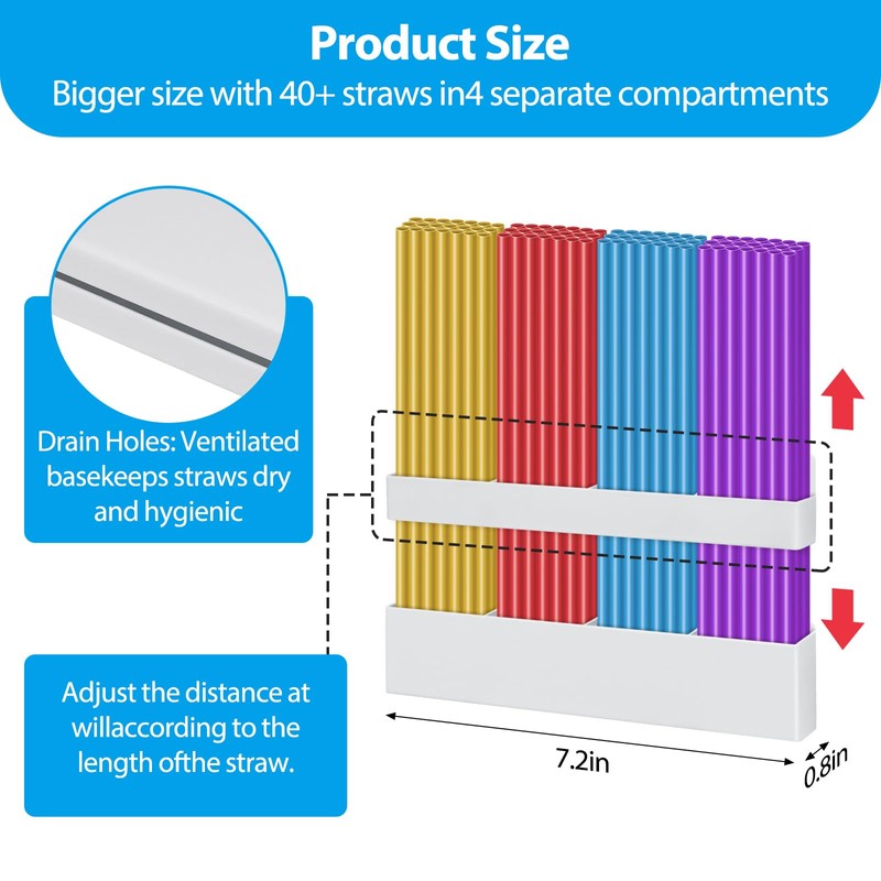 Straw Holder, Large Magnetic Straw Holder Tumbler Straws Organizer Storage