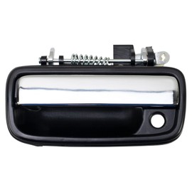 TRQ Front Left Exterior Door Handle Chrome & Black Drivers Side Compatible with 1995-2004 Toyota Tacoma