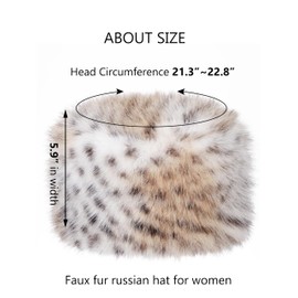 sy soul young Women's Winter Faux Fur Cossak Russian Style Hat Warm Cap(One Size,Khaki Leopard)