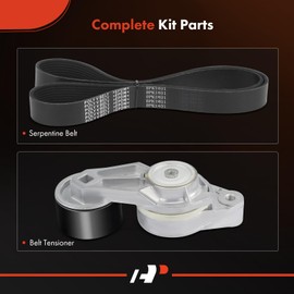 A-Premium Engine Serpentine Belt Drive Kit with Tensioner Compatible with Mack TD700 2010-2016, Titan 2010-2016 & Volvo VNL 2008-2016, VNX 2014-2016, 6.1L, 2-PC Set