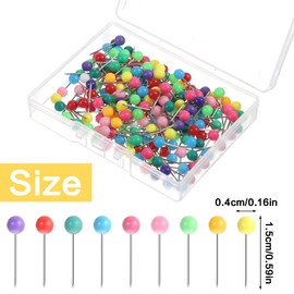 200PCS Map Pins Colored Pushpins, Round Head Short Push Pins Colorful Push Pin Map Tacks, Craft DIY Marking Thumbtack for Bulletin Board, Map Pin for Travel Map