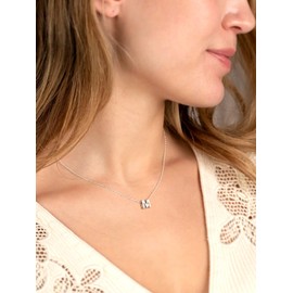 SILVERCUTE Sterling Silver Initial Necklaces for Women Girls Dainty Small A-Z Letter Pendant with Chain Birthday Name Necklace (M)