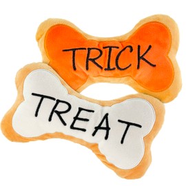 Giftable World Pet Plush Pet Toy 9" Trick or Treat Dog Bones w/Squeaker - 2 Pack