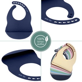 Cozy Racoon Baby Bib with Crumb Tray for Girls & Boys Waterproof Washable Baby Bib - Adjustable Size I 100% Child Friendly BPA (Night Blue)