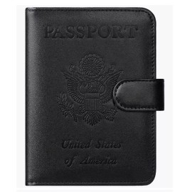 vic_space1 US Passport Holder Leather Cover Protector RFID Blocking ID Card Wallet Travel