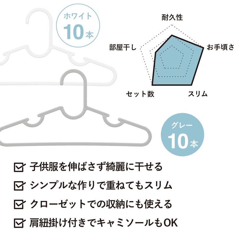 CB JAPAN Kogure Slim Kids’ Clothes Hangers with Shoulder Strap
