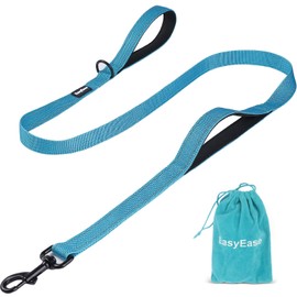 EasyEase Dog Leash with 2 Comfortable Soft Padded Handles, Reflective Heavy Duty Pet Dog Walking Leashes, 4FT Blue Durable Dog Training Lead & Traffic Handle for Large Medium and Small Dogs
