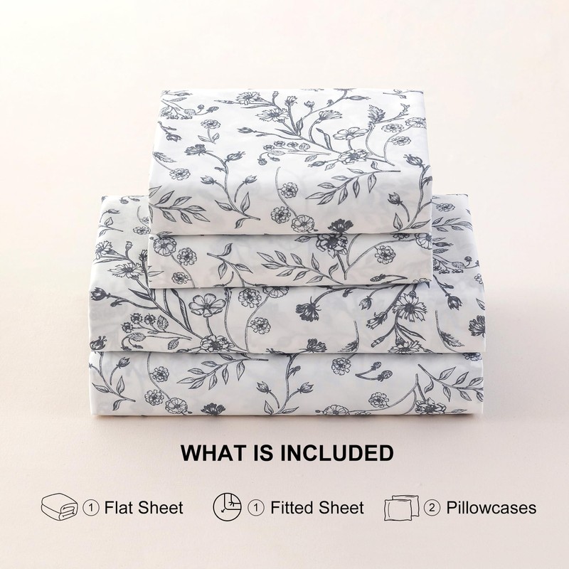 Jessrydo Floral Bed Sheets King Size 18” Deep Pocket King