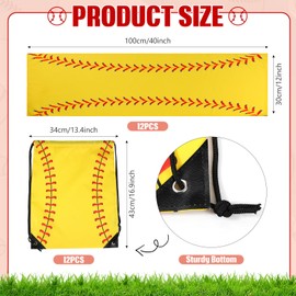 Hahafelt 24 Pcs Team Gifts, Including 12 Pcs Cooling Towels, 12 Pcs Drawstring Backpack Sports Party Favor for Kids Teens Players Athletes Gifts Sport Party Supplies (Softball Style)