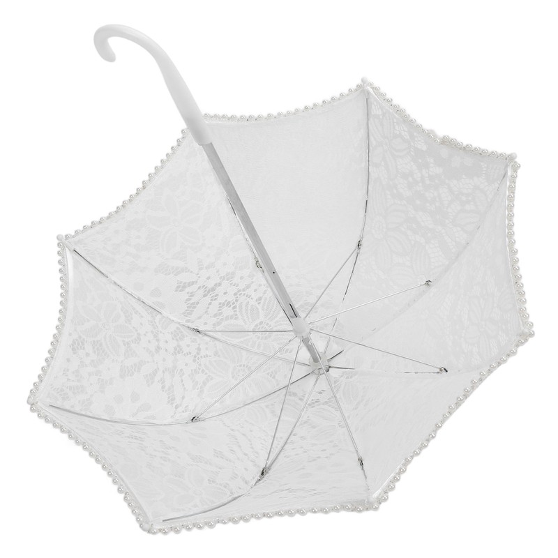 Lace Wedding Umbrella Romantic Embroidery Flower Bridal Umbrella Ergonomic Handle