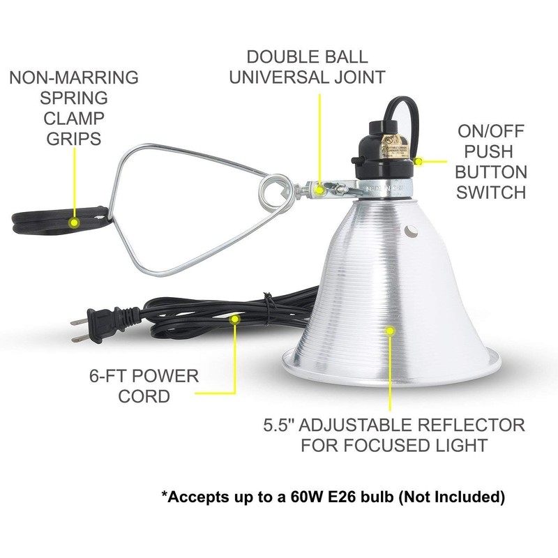 Simple Deluxe Clamp Lamp Light 60 Watt with 5.5 Inch