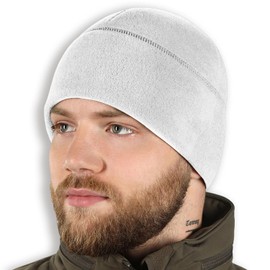 M-Tac Fleece Watch Cap - Tactical Beanie Hat Winter Skull Cap Cold Weather (White, L)