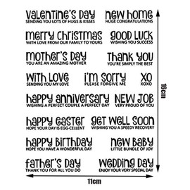 Greeting Words Transparent Stamps Sentiments Sayings Phrase Greetings Clear Stamps for DIY Embossing Scrapbook Album Paper Card Decor Craft