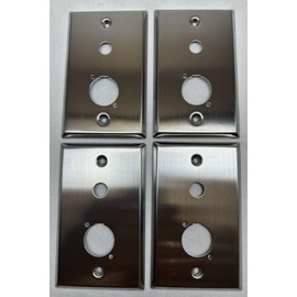 (4) Four Single Gang Blank Wall Plates for XLR & Mono 1/4" Jack Stainless Steel