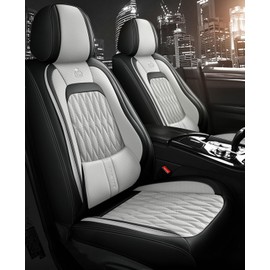 Car Seat Covers Full Set Nappa Leather Seat Cover with Lumbar Support Universal for 95% Cars Trucks Sedans SUVs Front Rear Seats 5 Seats Auto Seats Protector Cushions Waterpsroof (Grey)