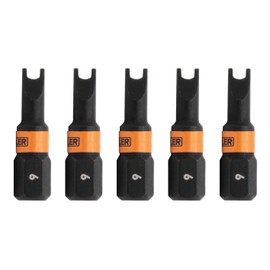 Spanner #6 Impact Driver Bit - Railer Snake Eye #6 S2 Steel 1 Inch Spanner Insert Bits (5 Pack)