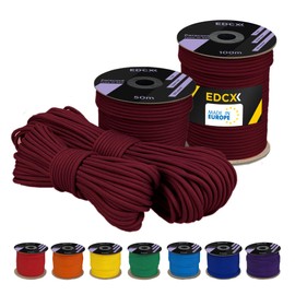 EdcX 4 mm Polyester Paracord 550 (15, 30 and 50 m) – 4 mm Type III, Tear-Resistant Parachute Cord for Survival Made of 100% Polyester with 7 Wires | Solid Colours (Wine, 15 m)