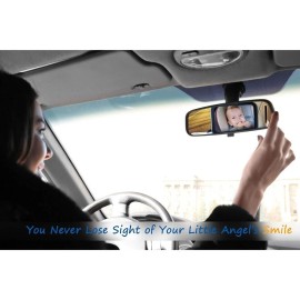 Back Seat Baby Mirror Wide Crystal Clear View Rear Facing Car Seat Mirror - Red Oak Printing