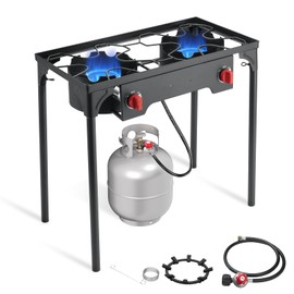 SKOK 2 Burner Propane Stove - Portable Camping Stove with 150,000BTU High Efficiency Propane Burner, Outdoor Stove for Camping, Backyard, Picnic