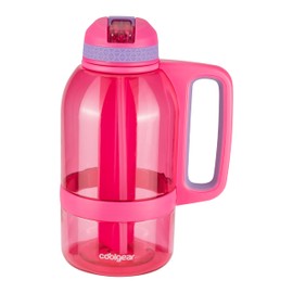 COOL GEAR 2-Pack 64 oz System Sports Water Bottle with Freezer Stick and Handle | Durable, Shatter Resistant Tritan™ Material - Purple/Pink