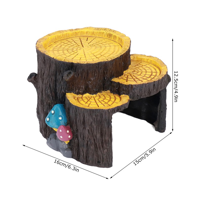 Resin Mini Stump Shape Hiding Hole Wooden Cave Artificial Aquarium