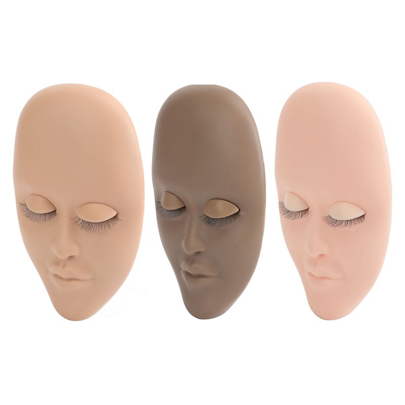 3pcs Lash Mannequin Head Double Layers Realistic Training 3D Rubber