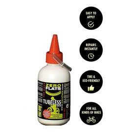 ZEROFLATS Anti-Puncture Sealant for Bicycle Tires - 8.4oz | Standard, Tubeless and Tubular Tires | All Bike Tires | Ultra-Fast Liquid | Clean and Easy to Use | Required Tool Included