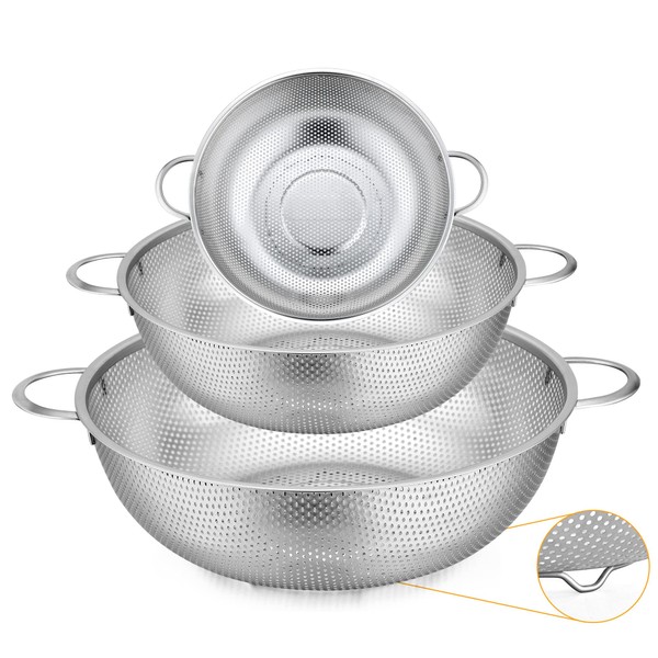 Colander Set of 3, Joyfair Stainless Steel Kitchen Colanders Strainers