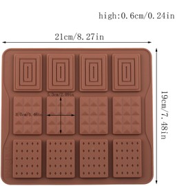 EPYHREHM Chocolate Bar Molds Break Apart Square Silicone Chocolate Mold For Chocolate Energy Bars