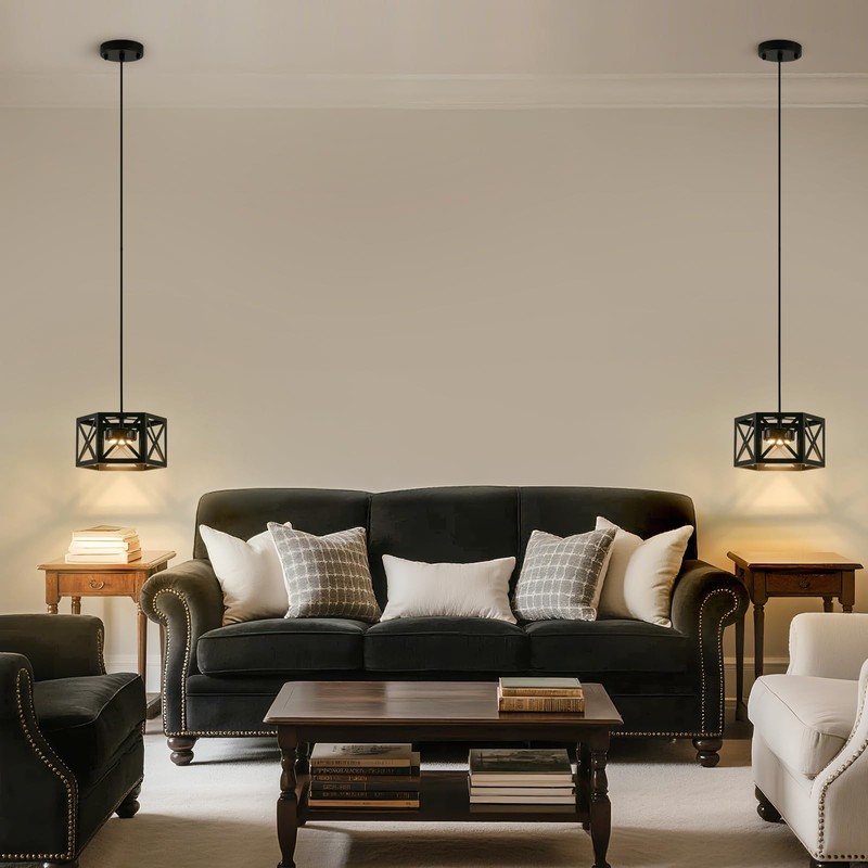 XSDeTu 2 Pack Rechargeable Battery Operated Pendant Lights, Modern Farmhouse