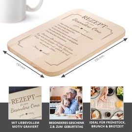 Casa Vivente Breakfast Board for Grandma: Gifts for Grandma, Birthday Gift for Grandma, Grandma Gifts for Mother's Day and Christmas, Wooden Chopping Board for the Best Grandma, Bread Board with