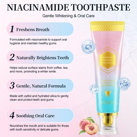 Niacinamide Whitening Toothpaste - Fresh Breath,Brightening,Deep Gentle Cleaning Tooth Paste, Boosting Gum Health,Coconut Oil
