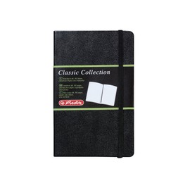 Herlitz 10789451 Geschäftsbuch in Lederoptik, schwarz, blanko, A6, 96 Blatt, Inhaltspapier 80g/m² Notizbuch Classic Collection