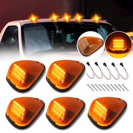 D-Lumina Amber Lens LED Cab Roof Marker Lights for Fo-rd F150 F250 F350 F450 F550 F650 F750 E150 E250 E350 E450 1999-2016 Super Duty Pickup Trucks, Amber LED Top Clearance Running Lights, Pack of 5
