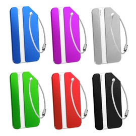 AHRLIC 6pcs Aluminum Luggage Tags, Waterproof Travel Suitcase Labels with Name ID Card, Durable Metal Bag Tags for Family and Friends, 6 Colors