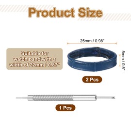 sourcing map 2pcs Leather Watch Band Loops 18mm Replacement Watch Band Keeper Watch Strap Holder Retainer Wristwatch Strap Fastener Rings, Dark Blue