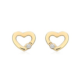 Carissima Gold Women's 9ct Yellow Gold CZ Open-Heart Stud Earrings - 6.8mm x 5.5mm