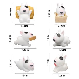 HUFIDA Bull Terrier Car Dashboard Decorations, 6 PCS Dog Figurines Cute Car Decor for Women Men