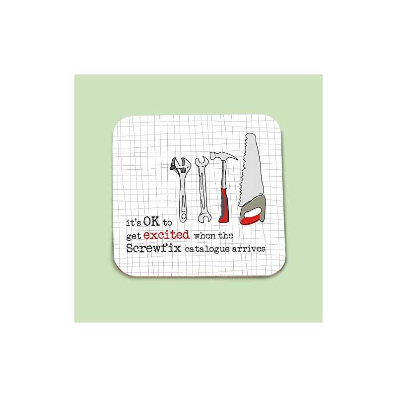 Funny Excited by Screwfix Catalogue Coaster – Matt Finished Cork