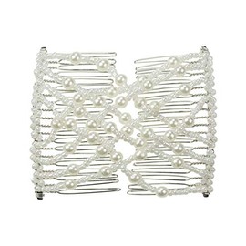 Magic Beads Double Women Stretchy Hair Combs Clips (60 - Cream)