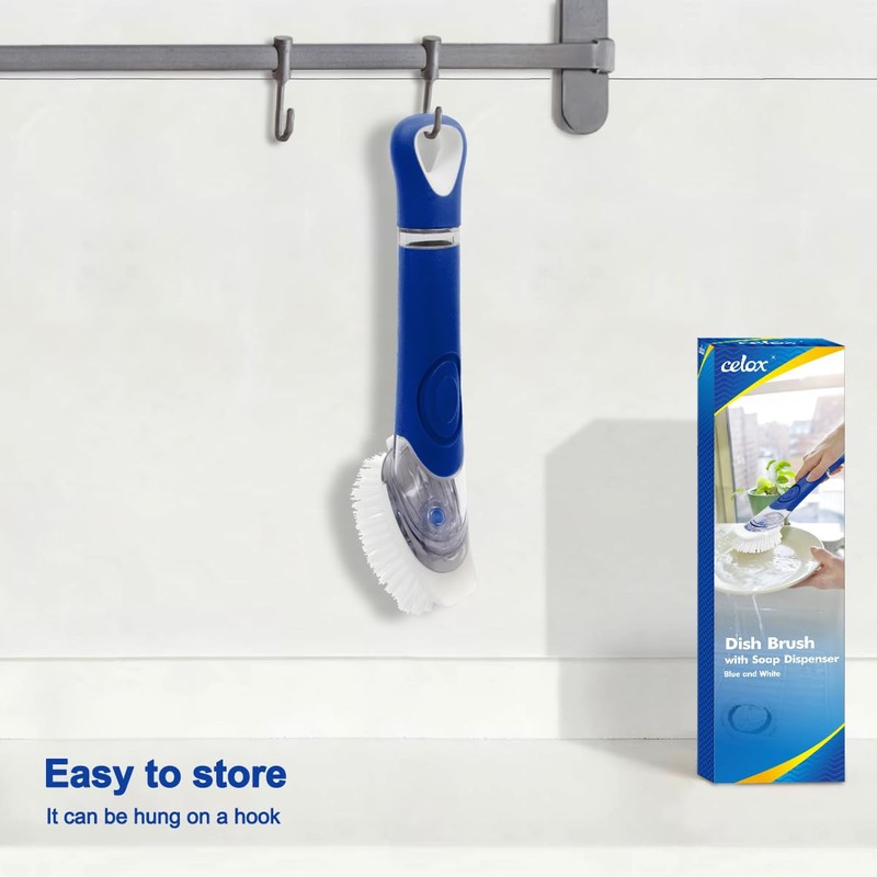 CELOX Dish Brush with Soap Dispenser, Scrub Brush for Kitchen
