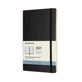 Moleskine 2021 Monthly Planner, 12M, Large, Black, Soft Cover (5 x 8.25)
